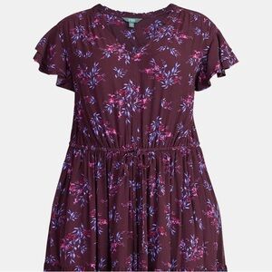 Terra & Sky Women's Plus Size Mini Dress with Flutter Sleeves